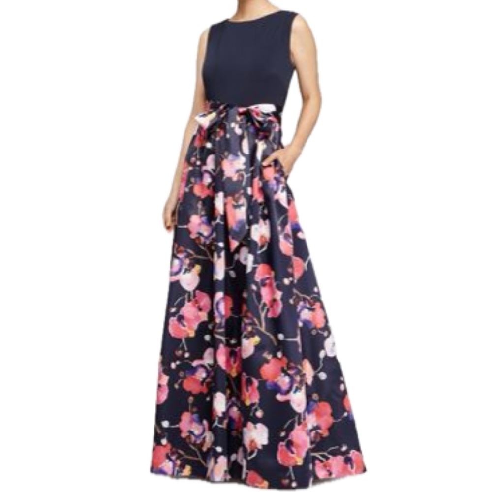 Ellen Tracy A-line Bold Printed Floral Dress Size 8